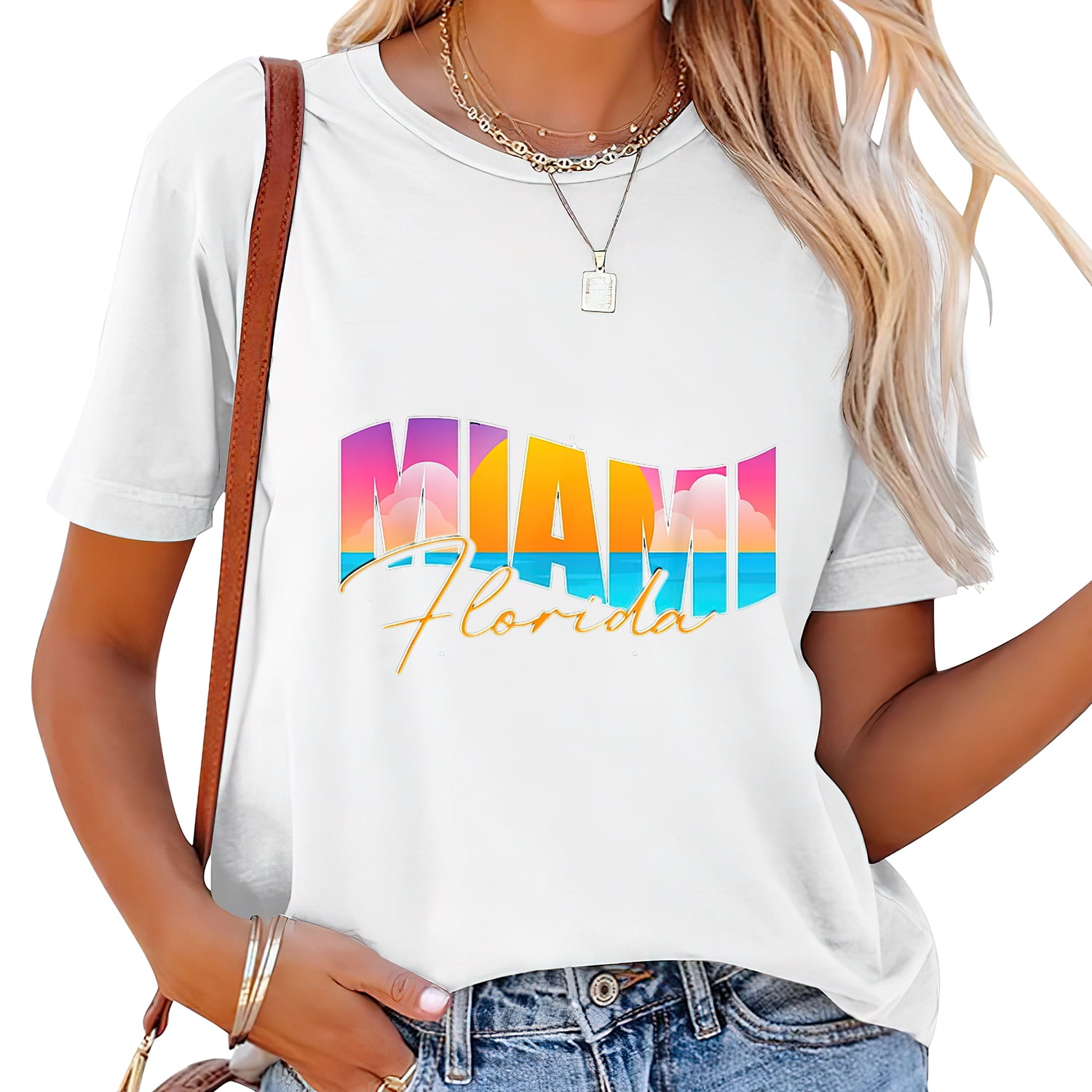 Fl State Summer Vacation Tropical South Beach Miami Florida T-Shirt ...