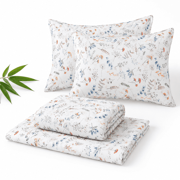 Fl3-piece Sheet Set - Sheets Blend Rayon Derived From Soft & Breathable Deep Pocket 16" Wrinkle Resistant Vibrant Boho Design