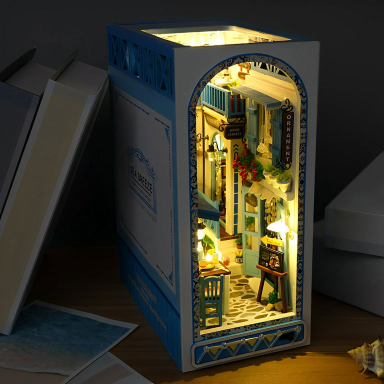 DIY Book Nook Kit 3D Wooden Puzzle Bookshelf Insert Decor with