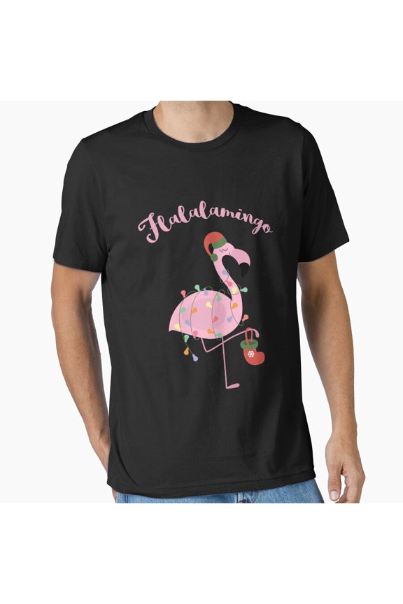 Fla La La Mingo Christmas Flamingo Essential Festive Bird Apparel Unisex T-Shirt, up to Size 5XL