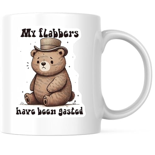 My Flabbers Have Been Gasted Coffee Mug - Funny Bear Design - Unique 11 Ounce Mug for Coffee Lovers - Premium Ceramic - Design Printed On Both Sides - BMCM03627