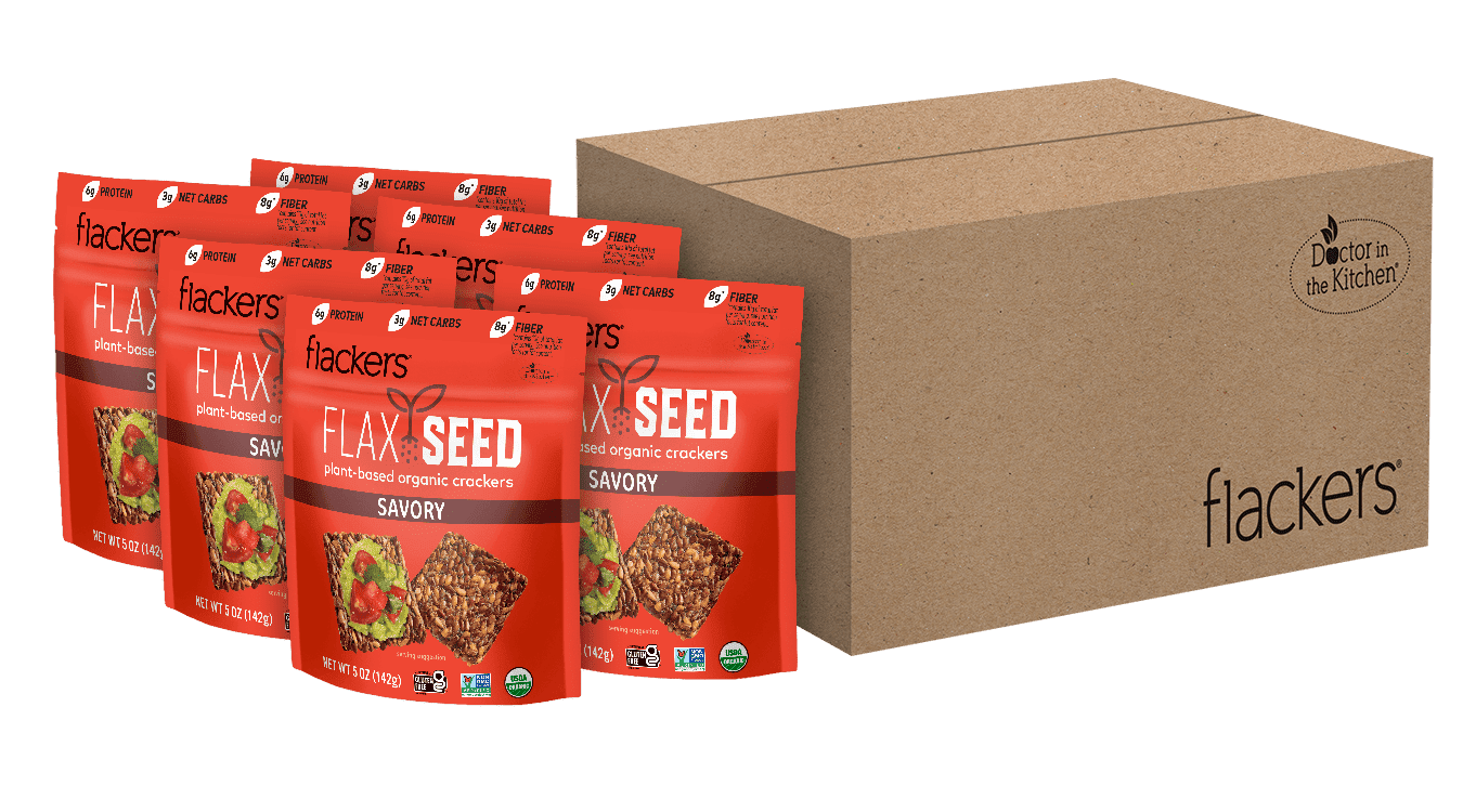Flackers Organic Savory Flaxseed Crackers, Gluten Free, Non GMO, Vegan, Keto Snack, 5 Ounce / 6-Pack