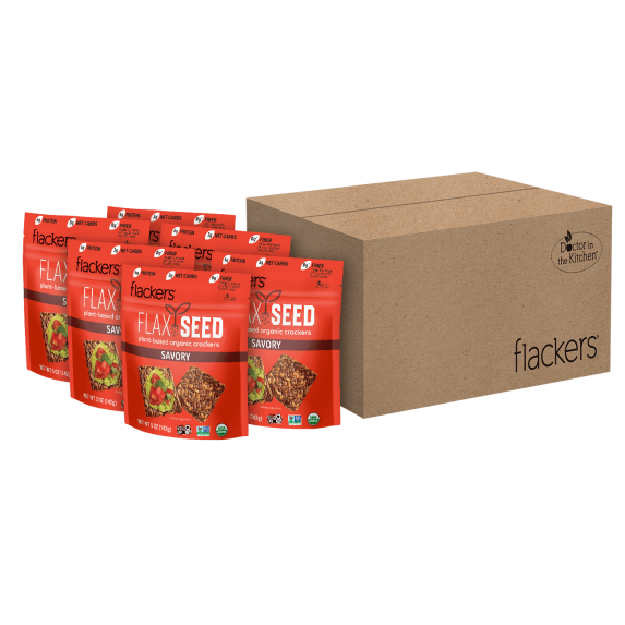 Flackers Organic Savory Flaxseed Crackers, Gluten Free, Non GMO, Vegan, Keto Snack, 5 Ounce / 6-Pack