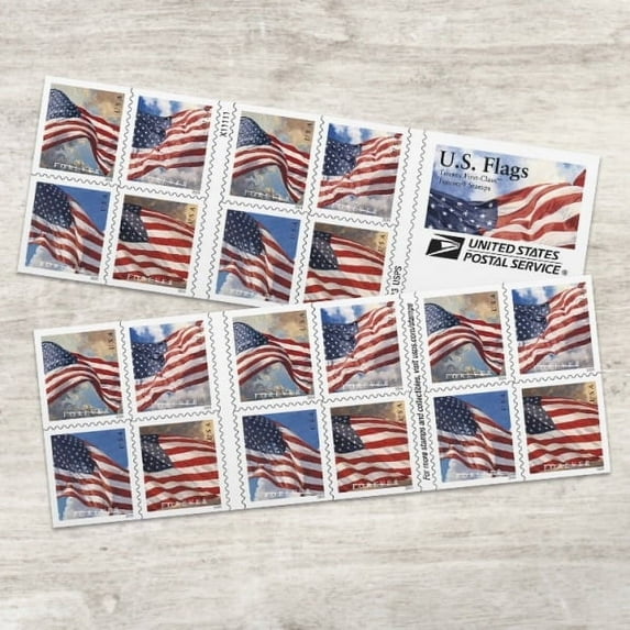 Flag 2024 Forever Postage Stamp 2 Books of 20 US First Class Red Patriotic Country America Stripes Stars Old Glory USA (40 Stamps)