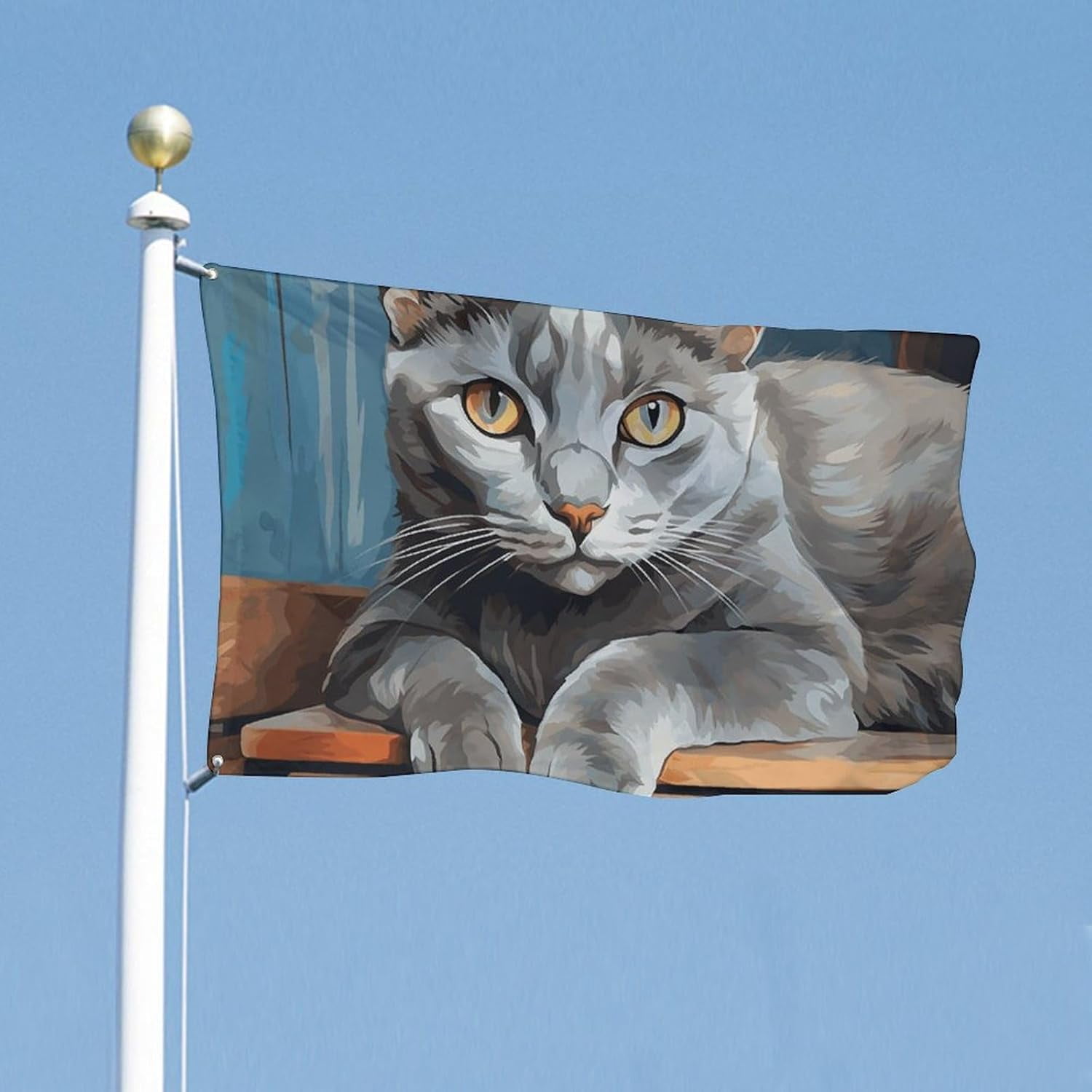 Flag 35x59 in Double Sided Yard Flags Light Gray Cat Garden Flag ...