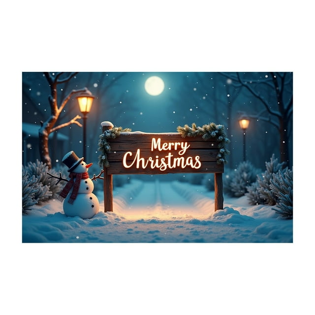 Flag 3x5 Embroide Night Snowman Christmas Car Pattern Outdoor Garage