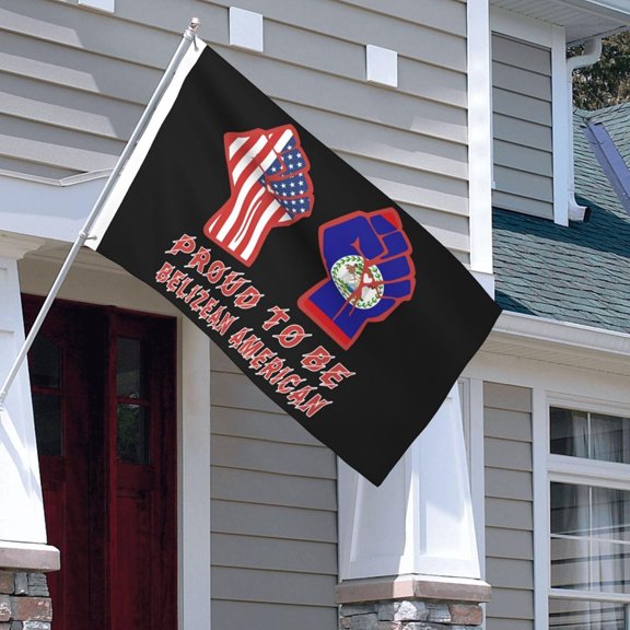 Flag 3x5 ft Proud To Be Belizean America Belize American Flag Double Sided Banner Sign Large for Wall Bedroom Living Room Hanging Decoration House Home Party Yard Lawn Patio