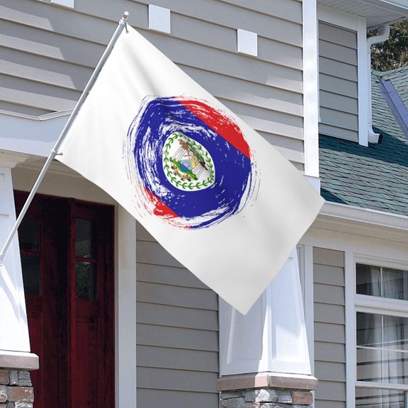 Flag 3x5 ft Vintage Circle Belize Flag Double Sided Banner Sign Large for Wall Bedroom Living Room Hanging Decoration House Home Party Yard Lawn Patio Dorm Outdoor Indoor Decor