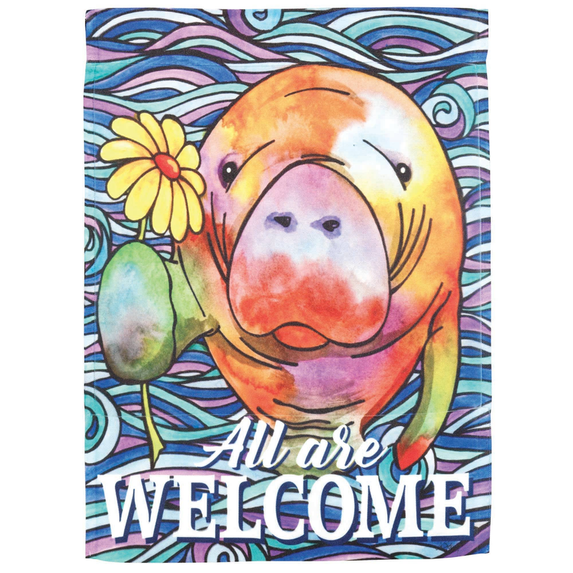 Flag All Are Welcome Manatee 13x18