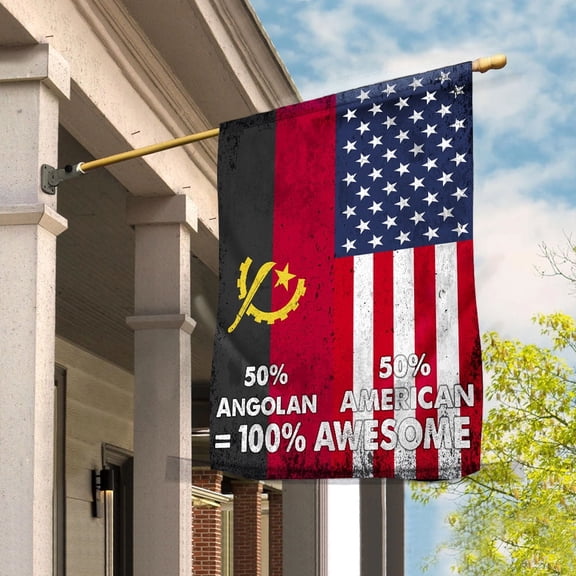 Flag American Half Angolan Flag Angolan American Friendship Angola U.S.A Patriotic Proud House Flag, Double-Sided Decorative Outdoor Flag, Patriotic Polyester Yard Flag 29.5 x 39.5 in