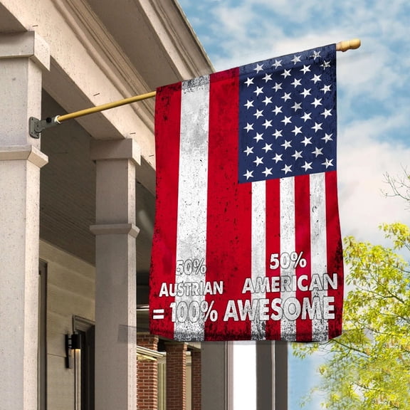 Flag American Half Austrian Flag Austrian American Friendship Austria U.S.A Patriotic Proud House Flag, Double-Sided Decorative Outdoor Flag, Patriotic Polyester Yard Flag 29.5 x 39.5 in