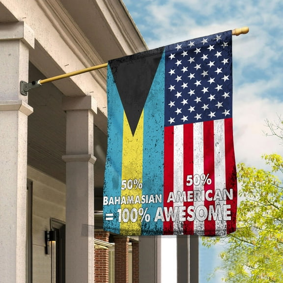Flag American Half Bahamasian Flag Bahamasian American Friendship Bahamas U.S.A Patriotic Proud House Flag (29.5x39.5) Double Sided-USA Flags Premium Polyester-Decorative Indoor Outdoor Flag