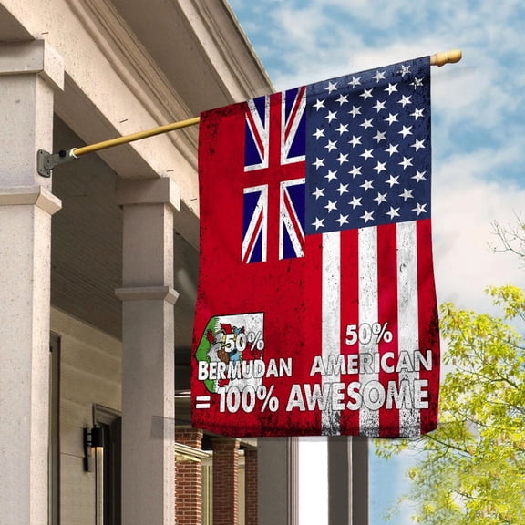 Flag American Half Bermudan Flag Bermudan American Friendship Bermuda U.S.A Patriotic Proud House Flag, Double-Sided Decorative Outdoor Flag, Patriotic Polyester Yard Flag 29.5 x 39.5 in