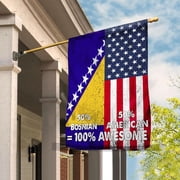 Flag American Half Bosnian Flag Bosnian American Friendship Bosnia And Herzegovina U.S.A Patriotic Proud House Flag, Double-Sided Decorative Outdoor Flag, Patriotic Polyester Yard Flag 29.5 x 39.5 in