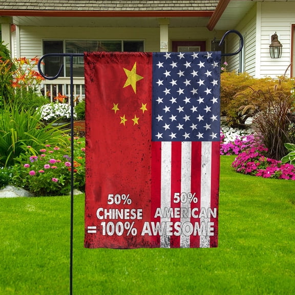 Flag American Half Chinese Flag Chinese American Friendship China U.S.A Patriotic Proud Garden Flag (11.5x17.5) Double Sided-USA Flags Premium Polyester-Decorative Indoor Outdoor Flag