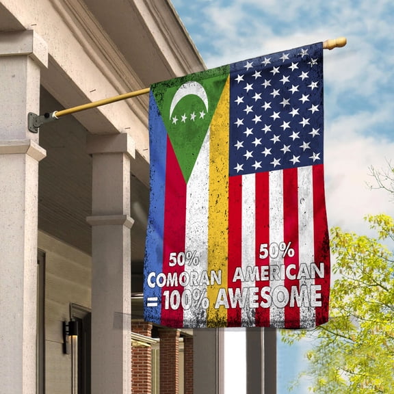 Flag American Half Comoran Flag Comoran American Friendship Comoros U.S.A Patriotic Proud House Flag (29.5x39.5) Double Sided-USA Flags Premium Polyester-Decorative Indoor Outdoor Flag
