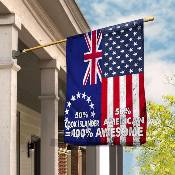 Flag American Half Cook Islander Flag American Friendship Cook Islands U.S.A Proud House Flag (29.5x39.5) Double Sided-USA Flags Premium Polyester-Decorative Indoor Outdoor Flag