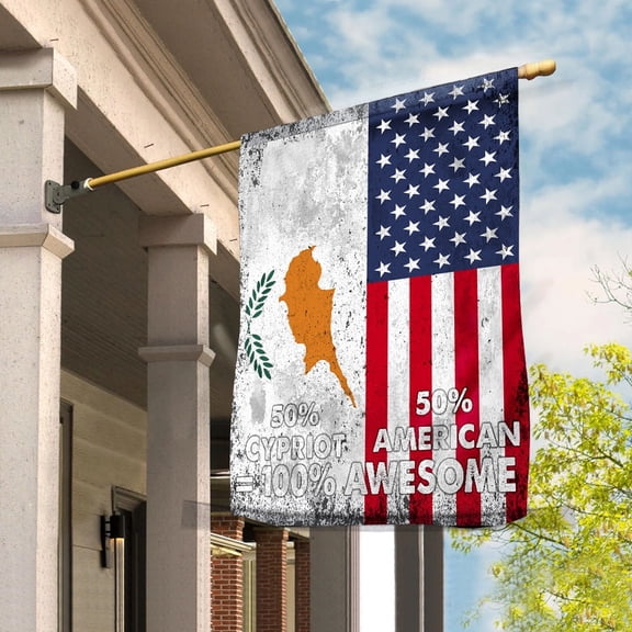 Flag American Half Cypriot Flag Cypriot American Friendship Cyprus U.S.A Patriotic Proud Garden Flag, Double-Sided Decorative Outdoor Flag, Patriotic Polyester Yard Flag 12 x 18 in