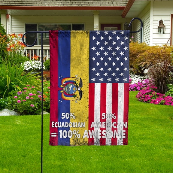 Flag American Half Ecuadorian Flag Ecuadorian American Friendship Ecuador U.S.A Patriotic Proud Garden Flag (11.5x17.5) Double Sided-USA Flags Premium Polyester-Decorative Indoor Outdoor Flag