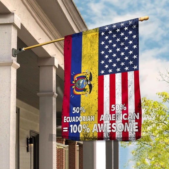 Flag American Half Ecuadorian Flag Ecuadorian American Friendship Ecuador U.S.A Patriotic Proud House Flag, Double-Sided Decorative Outdoor Flag, Patriotic Polyester Yard Flag 29.5 x 39.5 in