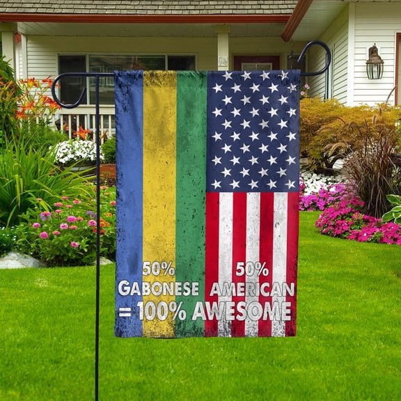 Flag American Half Gabonese Flag Gabonese American Friendship Gabon U.S.A Patriotic Proud Garden Flag, Double-Sided Decorative Outdoor Flag, Patriotic Polyester Yard Flag 12 x 18 in