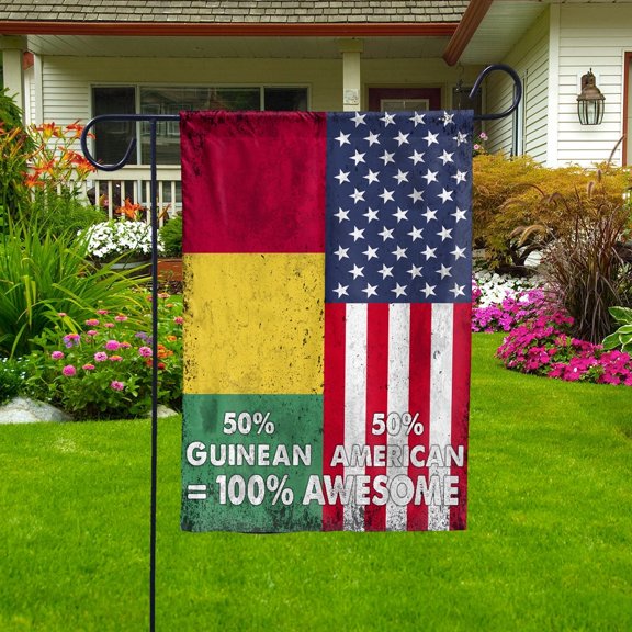 Flag American Half Guinean Flag Guinean American Friendship Guinea U.S.A Patriotic Proud Garden Flag, Double-Sided Decorative Outdoor Flag, Patriotic Polyester Yard Flag 11.5 x 17.5 in