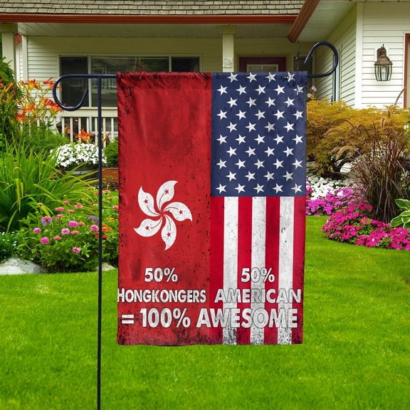 Flag American Half Hongkongers Flag Hongkongers American Friendship Hong Kong U.S.A Patriotic Proud House Flag, Double-Sided Decorative Outdoor Flag, Patriotic Polyester Yard Flag 29.5 x 39.5 in