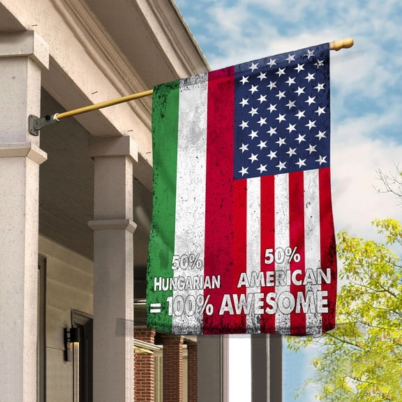 Flag American Half Hungarian Flag Hungarian American Friendship Hungary U.S.A Patriotic Proud House Flag (29.5x39.5) Double Sided-USA Flags Premium Polyester-Decorative Indoor Outdoor Flag