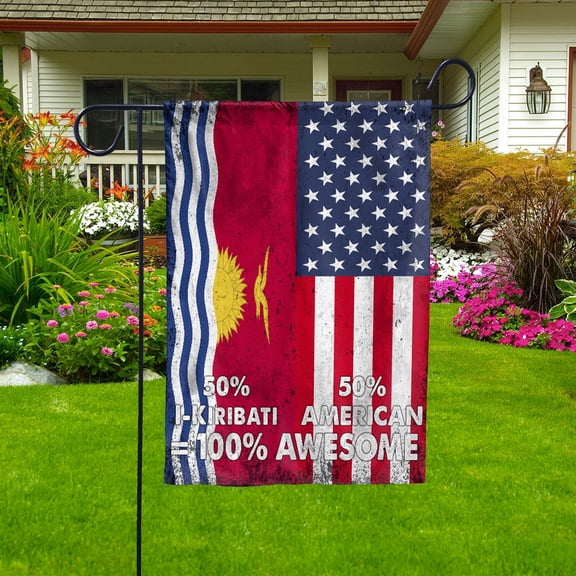 Flag American Half I Kiribati Flag I Kiribati American Friendship Kiribati U.S.A Patriotic Proud House Flag (29.5x39.5) Double Sided-USA Flags Premium Polyester-Decorative Indoor Outdoor Flag
