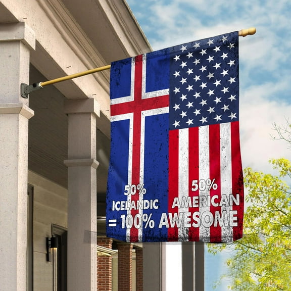 Flag American Half Icelandic Flag Icelandic American Friendship Iceland U.S.A Patriotic Proud Garden Flag (11.5x17.5) Double Sided-USA Flags Premium Polyester-Decorative Indoor Outdoor Flag