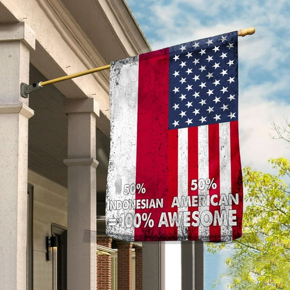 Flag American Half Indonesian Flag Indonesian American Friendship Indonesia U.S.A Patriotic Proud House Flag (29.5x39.5) Double Sided-USA Flags Premium Polyester-Decorative Indoor Outdoor Flag