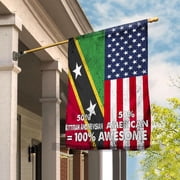 USA Saint Kitts and Nevis Friendship Half Flag Patriotic House Flag, Double-Sided Outdoor Yard Decor 29.5 x 39.5 Inch
