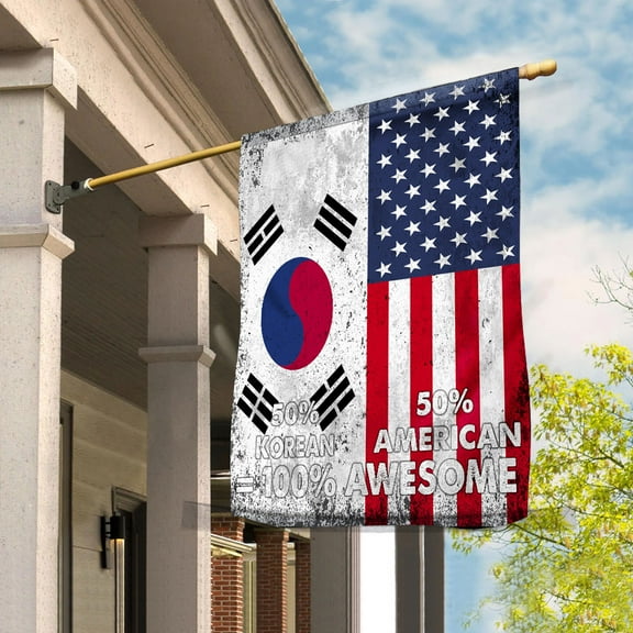 Flag American Half Korean Flag Korean American Friendship Korea U.S.A Patriotic Proud House Flag (29.5x39.5) Double Sided-USA Flags Premium Polyester-Decorative Indoor Outdoor Flag