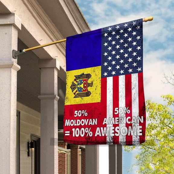 Flag American Half Moldovan Flag Moldovan American Friendship Moldova U.S.A Patriotic Proud House Flag, Double-Sided Decorative Outdoor Flag, Patriotic Polyester Yard Flag 29.5 x 39.5 in
