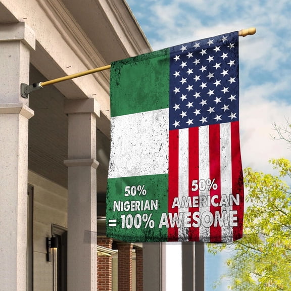 Flag American Half Nigerian Flag Nigerian American Friendship Nigeria U.S.A Patriotic Proud House Flag, Double-Sided Decorative Outdoor Flag, Patriotic Polyester Yard Flag 29.5 x 39.5 in