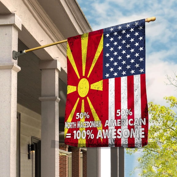 Flag American Half North Macedonian Flag American Friendship North Macedonia U.S.A Proud House Flag (29.5x39.5) Double Sided-USA Flags Premium Polyester-Decorative Indoor Outdoor Flag