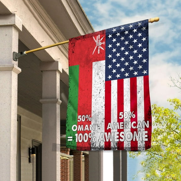 Flag American Half Omani Flag Omani American Friendship Oman U.S.A Patriotic Proud Garden Flag (11.5x17.5) Double Sided-USA Flags Premium Polyester-Decorative Indoor Outdoor Flag