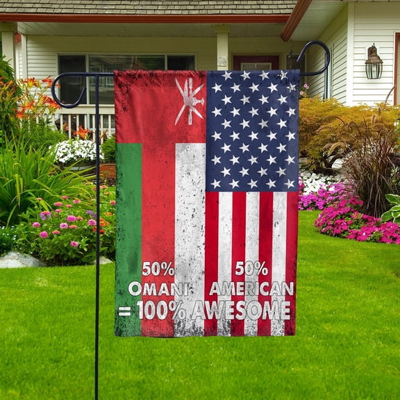 Flag American Half Omani Flag Omani American Friendship Oman U.S.A Patriotic Proud House Flag, Double-Sided Decorative Outdoor Flag, Polyester Yard Flag 29.5 x 39.5 in