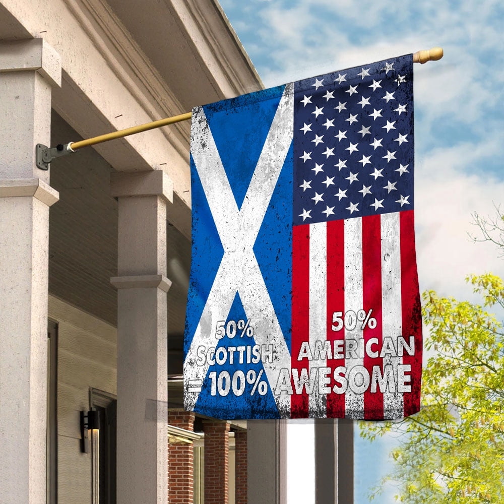 Flag American Half Scottish Flag Scottish American Friendship Scotland U.S.A Patriotic Proud House Flag, Double-Sided Decorative Outdoor Flag, Polyester Yard Flag 29.5 x 39.5 in