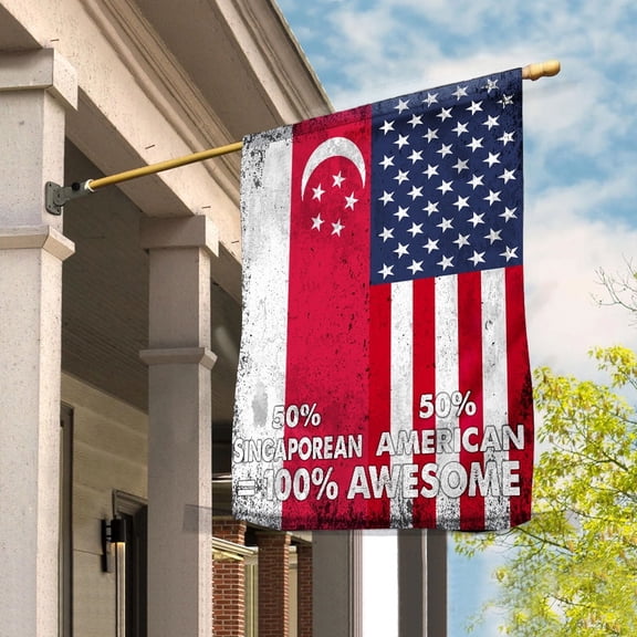Flag American Half Singaporean Flag Singaporean American Friendship Singapore U.S.A Patriotic Proud Garden Flag, Double-Sided Decorative Outdoor Flag, Patriotic Polyester Yard Flag 12 x 18 in