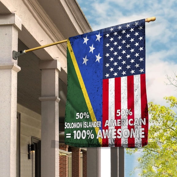 Flag American Half Solomon Islander Flag American Friendship Solomon Islands U.S.A Proud Garden Flag, Double-Sided Decorative Outdoor Flag, Polyester Yard Flag 12 x 18 in
