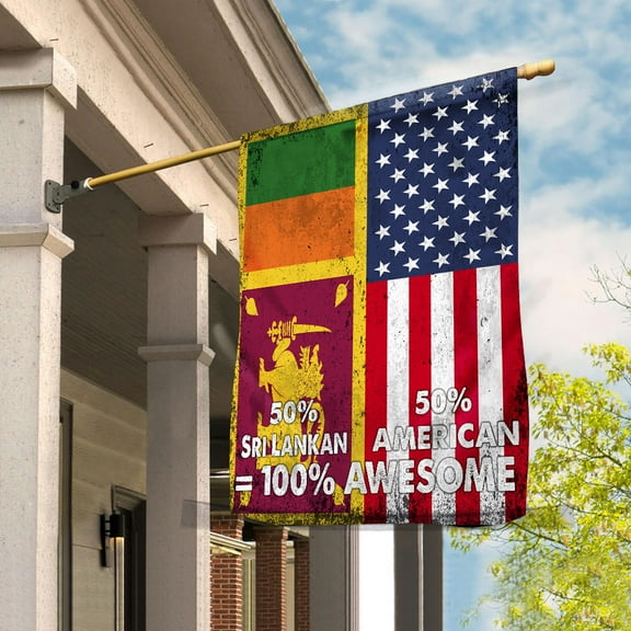 Flag American Half Sri Lankan Flag Sri Lankan American Friendship Sri Lanka U.S.A Patriotic Proud House Flag (29.5x39.5) Double Sided-USA Flags Premium Polyester-Decorative Indoor Outdoor Flag