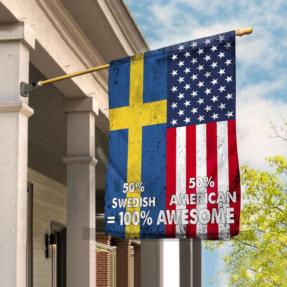 Flag American Half Swedish Flag Swedish American Friendship Sweden U.S.A Patriotic Proud House Flag, Double-Sided Decorative Outdoor Flag, Polyester Yard Flag 29.5 x 39.5 in
