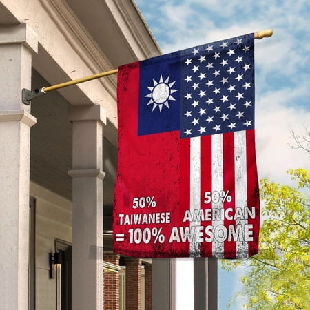 Flag American Half Taiwanese Flag Taiwanese American Friendship Taiwan U.S.A Patriotic Proud Garden Flag, Double-Sided Decorative Outdoor Flag, Patriotic Polyester Yard Flag 12 x 18 in