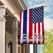 Flag American Half Thai Flag Thai American Friendship Thailand U.S.A Patriotic Proud Garden Flag, Double-Sided Decorative Outdoor Flag, Polyester Yard Flag 12 x 18 in