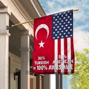 USA Turkey Friendship Half Flag Patriotic Turkish Proud Decorative Polyester House Flag, Double-Sided Outdoor Yard Decor 29.5 x 39.5 Inch