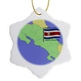 thumbnail image 1 of 3drose, Flag and Map of Costa Rica with Republic of Costa Rica Printed in Both English and Spanish., 3 inch Snowflake Porcelain Ornament, 1 of 7