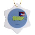 thumbnail image 1 of 3drose, Flag and Map of Puerto Rico with the Commonwealth of Puerto Rico Printed in English and Spanish, 3 inch Snowflake Porcelain Ornament, 1 of 7