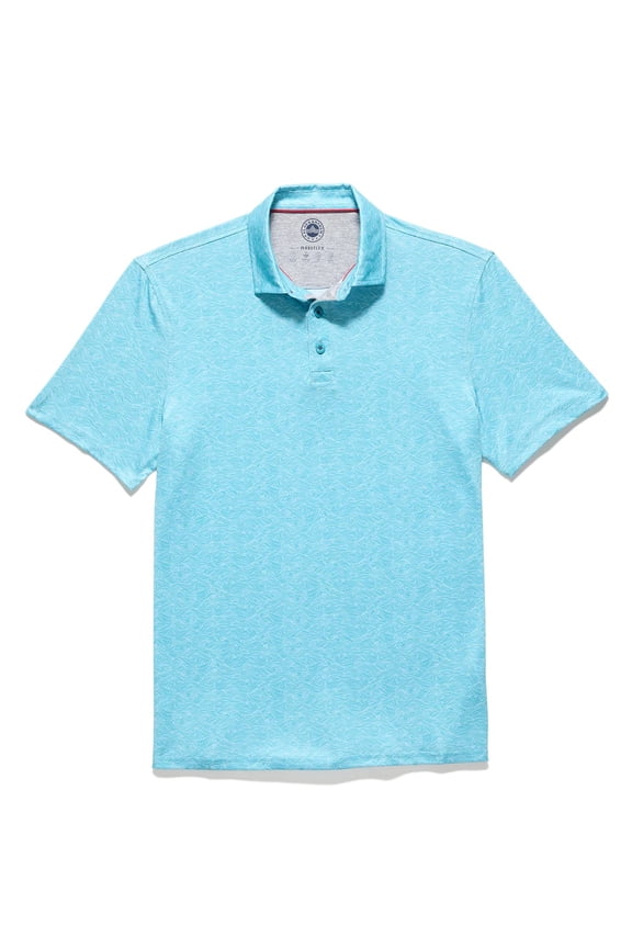 Freemont SS Wave Print Performance Polo Aqua Combo Extra Large