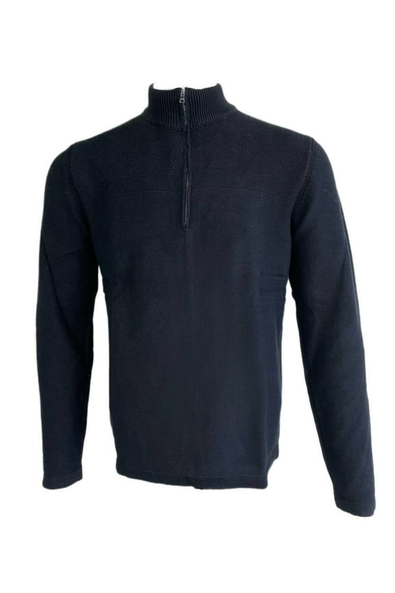 Men's 1/4 Zip Pullover Sweater, Black, XL
